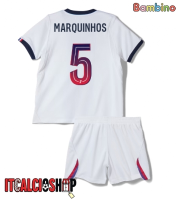 Paris Saint-Germain Marquinhos #5 Seconda Maglia Bambino 2026-27 Manica Corta (+ Pantaloni corti)